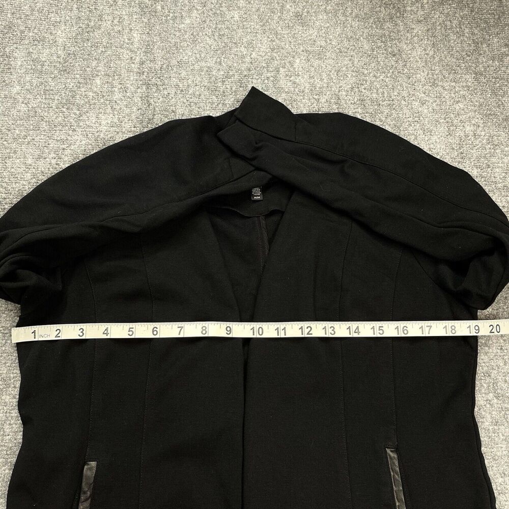 Eileen Fisher Jacket Womens Medium Stretch Viscose Ponte Leather Trim Black - Picture 7 of 10